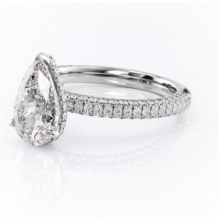 Inel de logodnă Rosewyn din aur Alb 18kt cu moissanite tăietură pară – Montură pavé rafinată pentru profil înalt | Personalizează și configurează gratuit online [6]