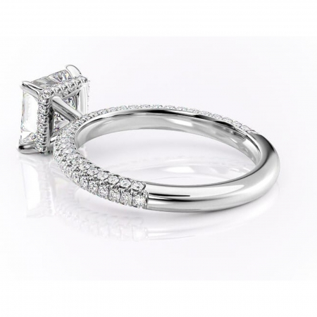 Inel de logodnă Rosewyn din aur Alb 18kt cu moissanite tăietură princess – Montură pavé rafinată pentru profil înalt | Personalizează și configurează gratuit online [4]