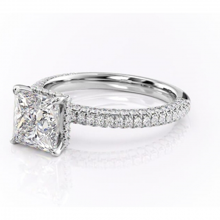 Inel de logodnă Rosewyn din aur Alb 18kt cu moissanite tăietură princess – Montură pavé rafinată pentru profil înalt | Personalizează și configurează gratuit online [6]