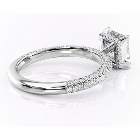 Inel de logodnă Rosewyn din aur Alb 18kt cu moissanite tăietură princess – Montură pavé rafinată pentru profil înalt | Personalizează și configurează gratuit online [2]