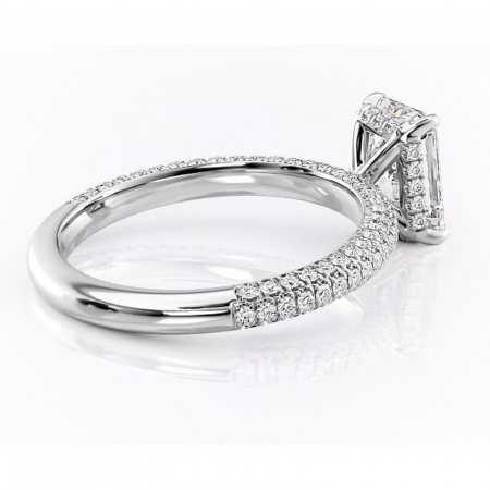 Inel de logodnă Rosewyn din aur Alb 18kt cu moissanite tăietură radiantă – Montură pavé rafinată pentru profil înalt | Personalizează și configurează gratuit online [2]