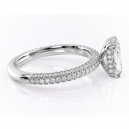 Inel de logodnă Rosewyn din aur Alb 18kt cu moissanite tăietură radiantă – Montură pavé rafinată pentru profil înalt | Personalizează și configurează gratuit online [1]