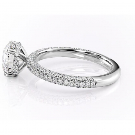 Inel de logodnă Rosewyn din aur Alb 14kt cu moissanite tăietură rotundă – Montură pavé rafinată pentru profil înalt | Personalizează și configurează gratuit online [5]