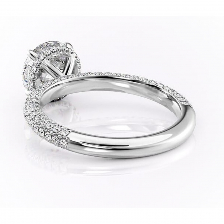 Inel de logodnă Rosewyn din aur Alb 14kt cu moissanite tăietură rotundă – Montură pavé rafinată pentru profil înalt | Personalizează și configurează gratuit online [3]