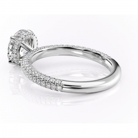 Inel de logodnă Rosewyn din aur Alb 14kt cu moissanite tăietură rotundă – Montură pavé rafinată pentru profil înalt | Personalizează și configurează gratuit online [4]