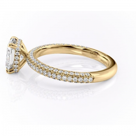 Inel de logodnă Rosewyn din aur Galben 14kt cu moissanite tăietură pernă – Montură pavé rafinată pentru profil înalt | Personalizează și configurează gratuit online [5]