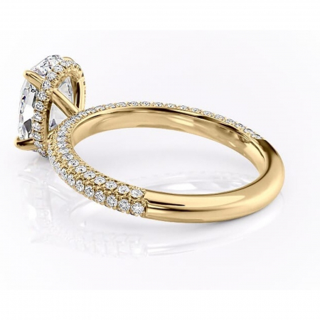 Inel de logodnă Rosewyn din aur Galben 14kt cu moissanite tăietură ovală – Montură pavé rafinată pentru profil înalt | Personalizează și configurează gratuit online [4]