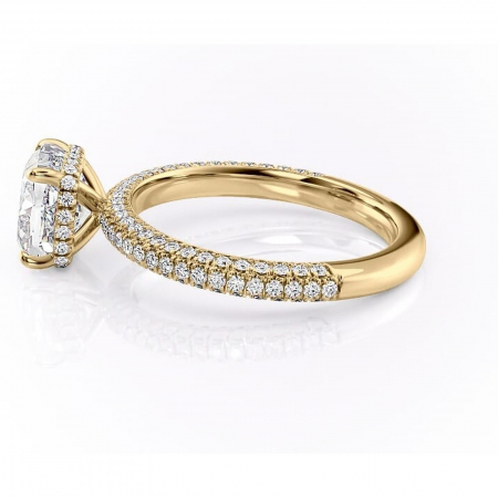 Inel de logodnă Rosewyn din aur Galben 18kt cu moissanite tăietură pernă – Montură pavé rafinată pentru profil înalt | Personalizează și configurează gratuit online [5]