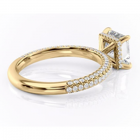 Inel de logodnă Rosewyn din aur Galben 14kt cu moissanite tăietură princess – Montură pavé rafinată pentru profil înalt | Personalizează și configurează gratuit online [2]