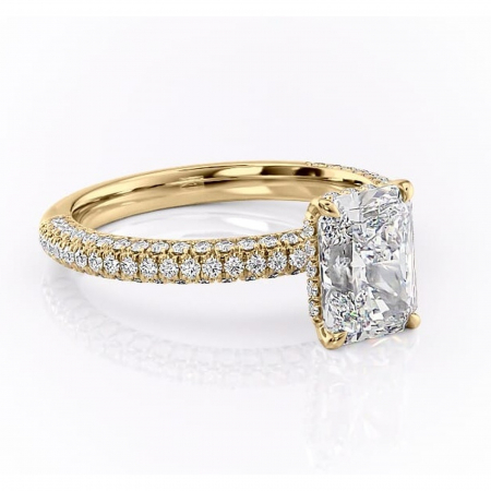 Aur galben - Inel de logodnă Rosewyn din aur Galben 18kt cu moissanite tăietură radiantă – Montură pavé rafinată pentru profil înalt | Personalizează și configurează gratuit online