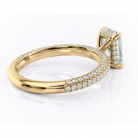 Inel de logodnă Rosewyn din aur Galben 14kt cu moissanite tăietură radiantă – Montură pavé rafinată pentru profil înalt | Personalizează și configurează gratuit online [2]