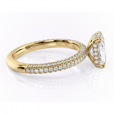 Inel de logodnă Rosewyn din aur Galben 14kt cu moissanite tăietură radiantă – Montură pavé rafinată pentru profil înalt | Personalizează și configurează gratuit online [1]