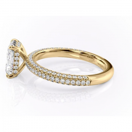 Inel de logodnă Rosewyn din aur Galben 14kt cu moissanite tăietură radiantă – Montură pavé rafinată pentru profil înalt | Personalizează și configurează gratuit online [5]