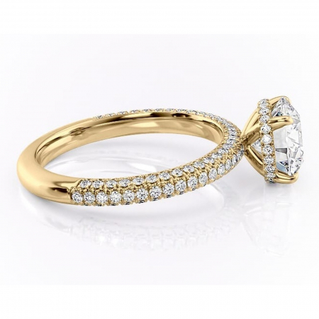 Inel de logodnă Rosewyn din aur Galben 14kt cu moissanite tăietură rotundă – Montură pavé rafinată pentru profil înalt | Personalizează și configurează gratuit online [1]