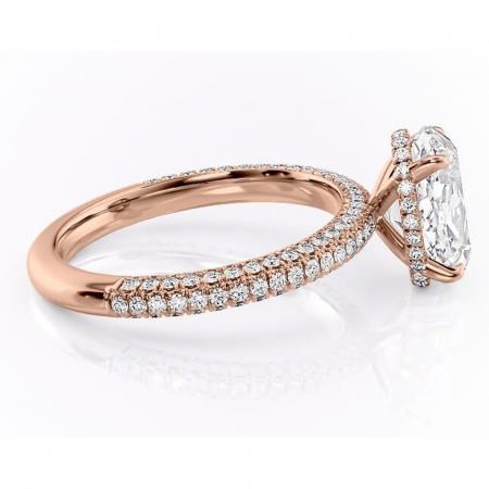 Inel de logodnă Rosewyn din aur Rose 14kt cu moissanite tăietură ovală – Montură pavé rafinată pentru profil înalt | Personalizează și configurează gratuit online [1]