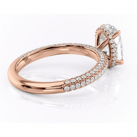 Inel de logodnă Rosewyn din aur Rose 14kt cu moissanite tăietură ovală – Montură pavé rafinată pentru profil înalt | Personalizează și configurează gratuit online [2]