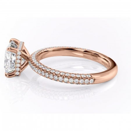 Inel de logodnă Rosewyn din aur Rose 14kt cu moissanite tăietură princess – Montură pavé rafinată pentru profil înalt | Personalizează și configurează gratuit online [5]