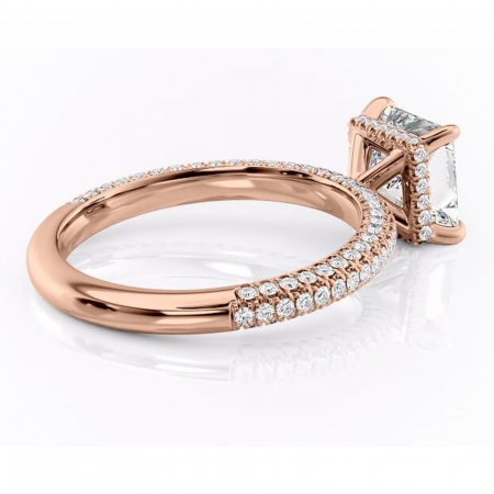 Inel de logodnă Rosewyn din aur Rose 14kt cu moissanite tăietură princess – Montură pavé rafinată pentru profil înalt | Personalizează și configurează gratuit online [2]