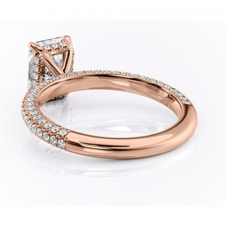 Inel de logodnă Rosewyn din aur Rose 18kt cu moissanite tăietură radiantă – Montură pavé rafinată pentru profil înalt | Personalizează și configurează gratuit online [3]