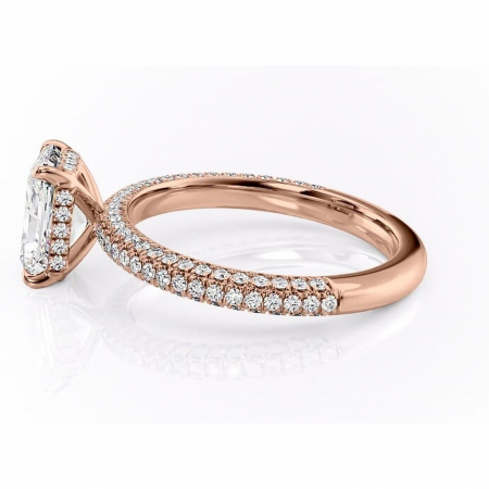Inel de logodnă Rosewyn din aur Rose 18kt cu moissanite tăietură radiantă – Montură pavé rafinată pentru profil înalt | Personalizează și configurează gratuit online [5]