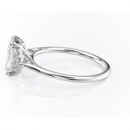Inel de logodnă Rowena din aur Alb 14kt cu moissanite tăietură radiantă – Montură cu trei pietre rafinată pentru profil înalt | Personalizează și configurează gratuit online [5]