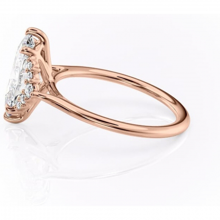 Inel de logodnă Rowena din aur Rose 14kt cu moissanite tăietură marquise – Montură cu trei pietre rafinată pentru profil înalt | Personalizează și configurează gratuit online [5]