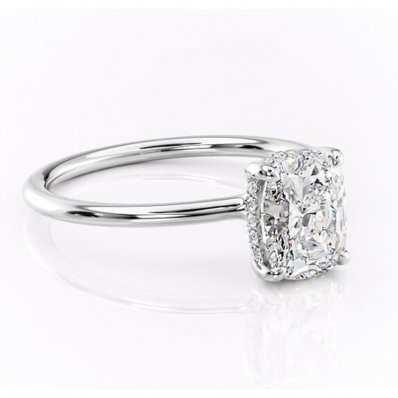 Pernă alungită - Inel de logodnă Ruby din aur Alb 14kt cu moissanite tăietură pernă – Solitar rafinată pentru profil înalt | Personalizează și configurează gratuit online