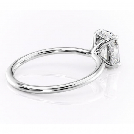 Inel de logodnă Ruby din aur Alb 14kt cu moissanite tăietură pernă – Solitar rafinată pentru profil înalt | Personalizează și configurează gratuit online [2]