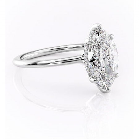 Marquise - Inel de logodnă Ruby din aur Alb 14kt cu moissanite tăietură marquise – Solitar rafinată pentru profil înalt | Personalizează și configurează gratuit online