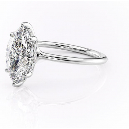 Inel de logodnă Ruby din aur Alb 14kt cu moissanite tăietură marquise – Solitar rafinată pentru profil înalt | Personalizează și configurează gratuit online [6]