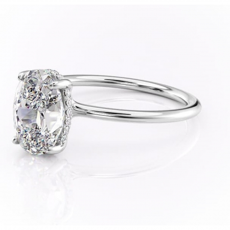 Inel de logodnă Ruby din aur Alb 14kt cu moissanite tăietură ovală – Solitar rafinată pentru profil înalt | Personalizează și configurează gratuit online [6]