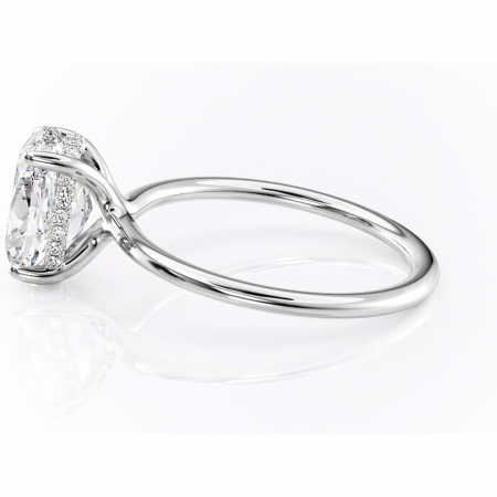 Inel de logodnă Ruby din aur Alb 14kt cu moissanite tăietură ovală – Solitar rafinată pentru profil înalt | Personalizează și configurează gratuit online [5]