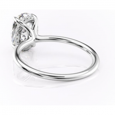 Inel de logodnă Ruby din aur Alb 14kt cu moissanite tăietură ovală – Solitar rafinată pentru profil înalt | Personalizează și configurează gratuit online [3]