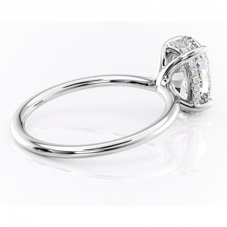 Inel de logodnă Ruby din aur Alb 14kt cu moissanite tăietură ovală – Solitar rafinată pentru profil înalt | Personalizează și configurează gratuit online [2]