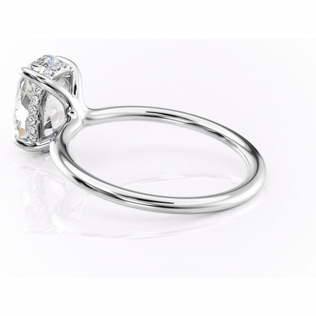 Inel de logodnă Ruby din aur Alb 14kt cu moissanite tăietură ovală – Solitar rafinată pentru profil înalt | Personalizează și configurează gratuit online [4]