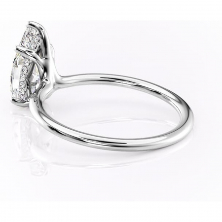 Inel de logodnă Ruby din aur Alb 18kt cu moissanite tăietură pară – Solitar rafinată pentru profil înalt | Personalizează și configurează gratuit online [4]