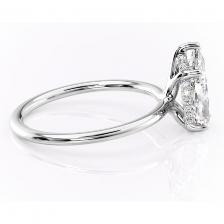 Inel de logodnă Ruby din aur Alb 18kt cu moissanite tăietură pară – Solitar rafinată pentru profil înalt | Personalizează și configurează gratuit online [1]