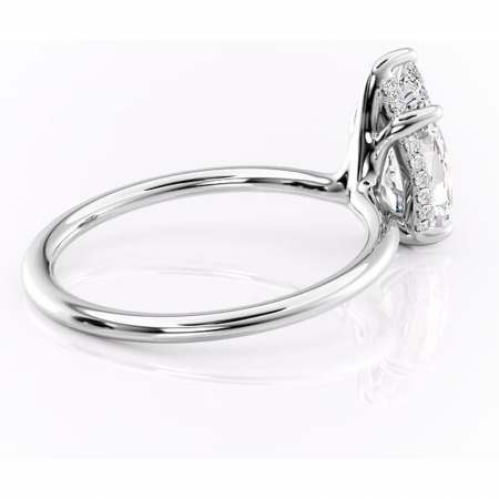 Inel de logodnă Ruby din aur Alb 18kt cu moissanite tăietură pară – Solitar rafinată pentru profil înalt | Personalizează și configurează gratuit online [2]
