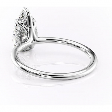 Inel de logodnă Ruby din aur Alb 18kt cu moissanite tăietură pară – Solitar rafinată pentru profil înalt | Personalizează și configurează gratuit online [3]