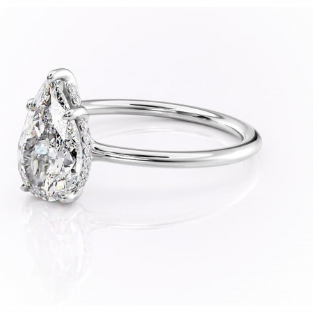 Inel de logodnă Ruby din aur Alb 18kt cu moissanite tăietură pară – Solitar rafinată pentru profil înalt | Personalizează și configurează gratuit online [6]