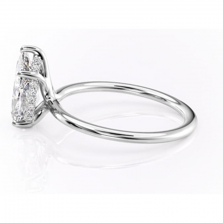 Inel de logodnă Ruby din aur Alb 18kt cu moissanite tăietură pară – Solitar rafinată pentru profil înalt | Personalizează și configurează gratuit online [5]