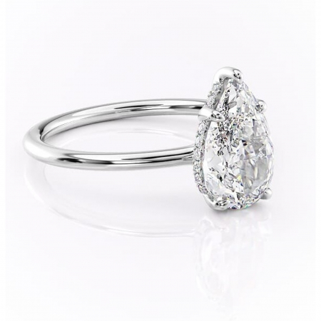 Pară - Inel de logodnă Ruby din aur Alb 14kt cu moissanite tăietură pară – Solitar rafinată pentru profil înalt | Personalizează și configurează gratuit online