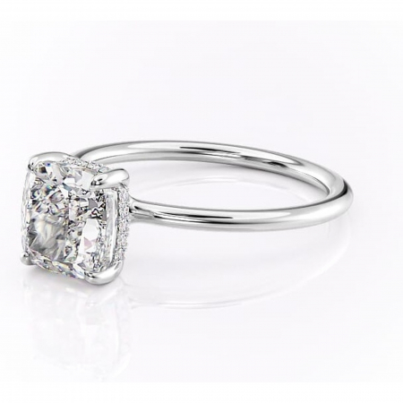 Inel de logodnă Ruby din aur Alb 14kt cu moissanite tăietură pernă – Solitar rafinată pentru profil înalt | Personalizează și configurează gratuit online [6]