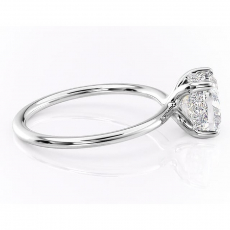 Inel de logodnă Ruby din aur Alb 14kt cu moissanite tăietură pernă – Solitar rafinată pentru profil înalt | Personalizează și configurează gratuit online [1]