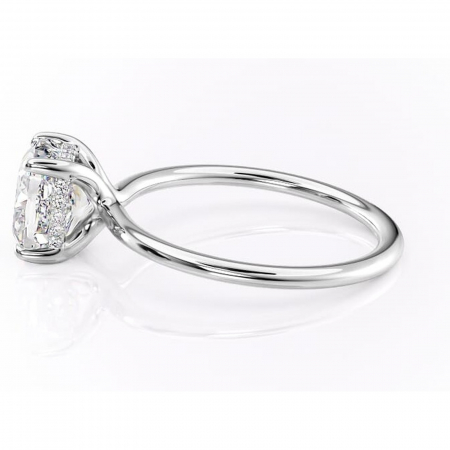 Inel de logodnă Ruby din aur Alb 14kt cu moissanite tăietură pernă – Solitar rafinată pentru profil înalt | Personalizează și configurează gratuit online [5]
