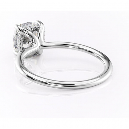 Inel de logodnă Ruby din aur Alb 14kt cu moissanite tăietură pernă – Solitar rafinată pentru profil înalt | Personalizează și configurează gratuit online [3]