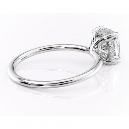 Inel de logodnă Ruby din aur Alb 14kt cu moissanite tăietură pernă – Solitar rafinată pentru profil înalt | Personalizează și configurează gratuit online [2]