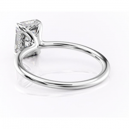 Inel de logodnă Ruby din aur Alb 18kt cu moissanite tăietură radiantă – Solitar rafinată pentru profil înalt | Personalizează și configurează gratuit online [3]