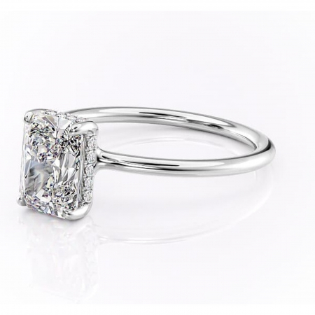 Inel de logodnă Ruby din aur Alb 18kt cu moissanite tăietură radiantă – Solitar rafinată pentru profil înalt | Personalizează și configurează gratuit online [6]