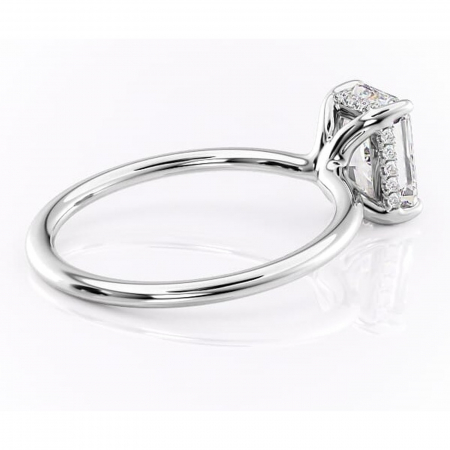 Inel de logodnă Ruby din aur Alb 18kt cu moissanite tăietură radiantă – Solitar rafinată pentru profil înalt | Personalizează și configurează gratuit online [2]